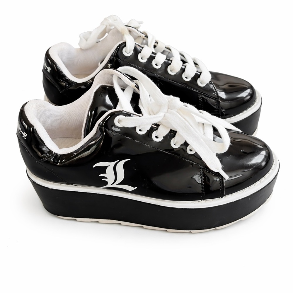 AXNY Black Patent Platform Sneakers Gothic Anime Streetwear Shoes Women’s 6